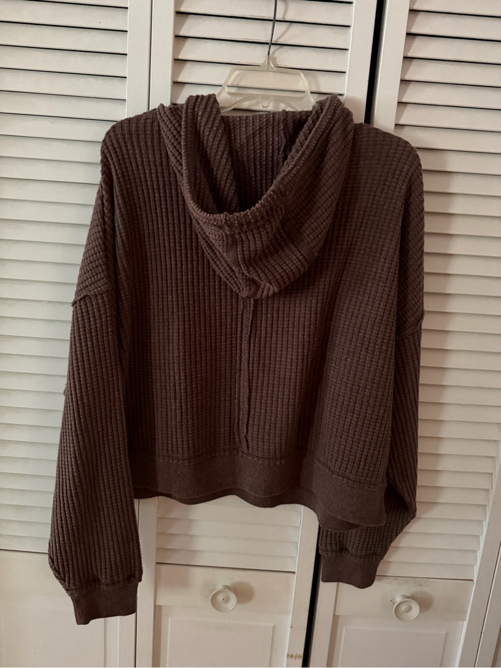American Eagle Brown Waffle Knit Crewneck Hoodie - Picture 7 of 7